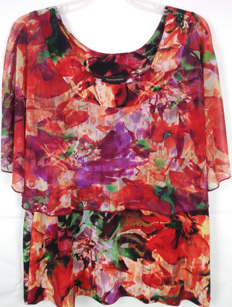 Susan Lawrence Floral Multicolored Size Xl Blouse